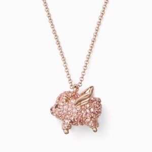 LIKE NEW! PERFECT! KATE SPADE IMAGINATION PINK PAVE FLYING PIG  PENDANT NECKLACE